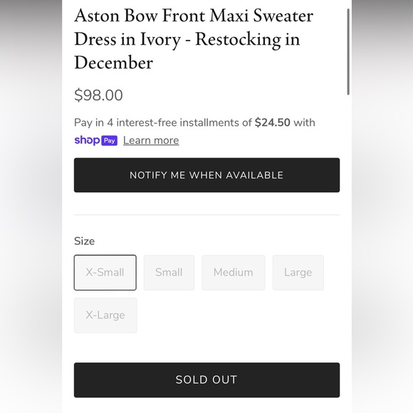 Aston Bow Front Maxi Sweater Dress in Ivory - Small NWOT - Picture 7 of 9